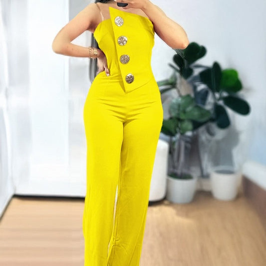 Asymmetric Hem Jumpsuit – Bold Stitch Detail One-Piece in Vibrant Hues