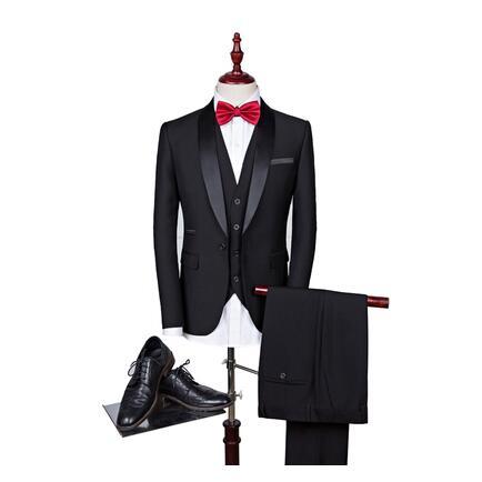 Men’s 3-Piece Slim Fit Suit – Formal & Casual Cotton Blend Set (Blazer + Vest + Pants)