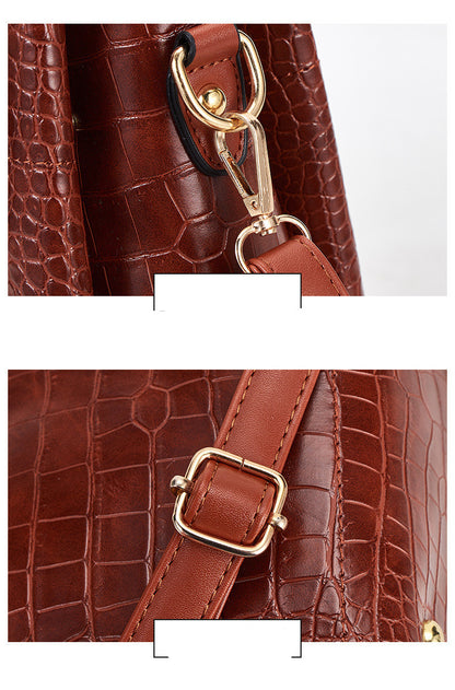 Crocodile Pattern 4-Piece Luxury Mother Tote & Shoulder Bag Set