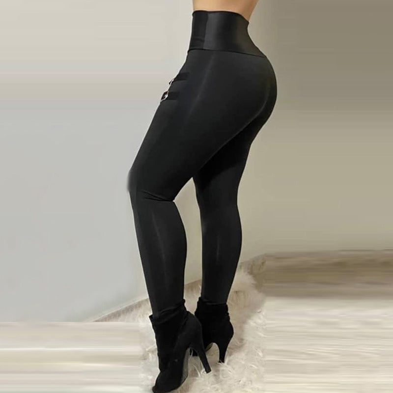 Lugentolo High Waist Skinny Trousers – Black Street Style Pencil Pants