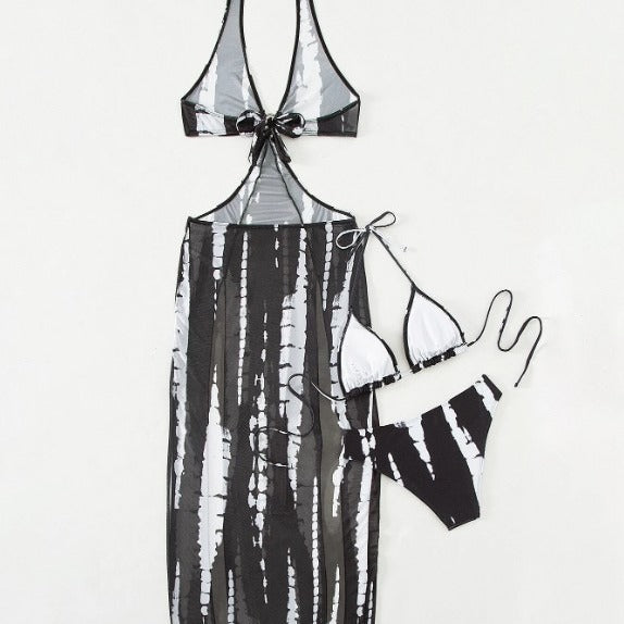 Chic Waves 3-Piece Bikini Swimsuit Set – Quick-Dry, Printed Design