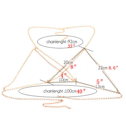 Women’s Rhinestone Cross Body Chain – Luxury Crystal Harness Jewelry in Gold & Silver