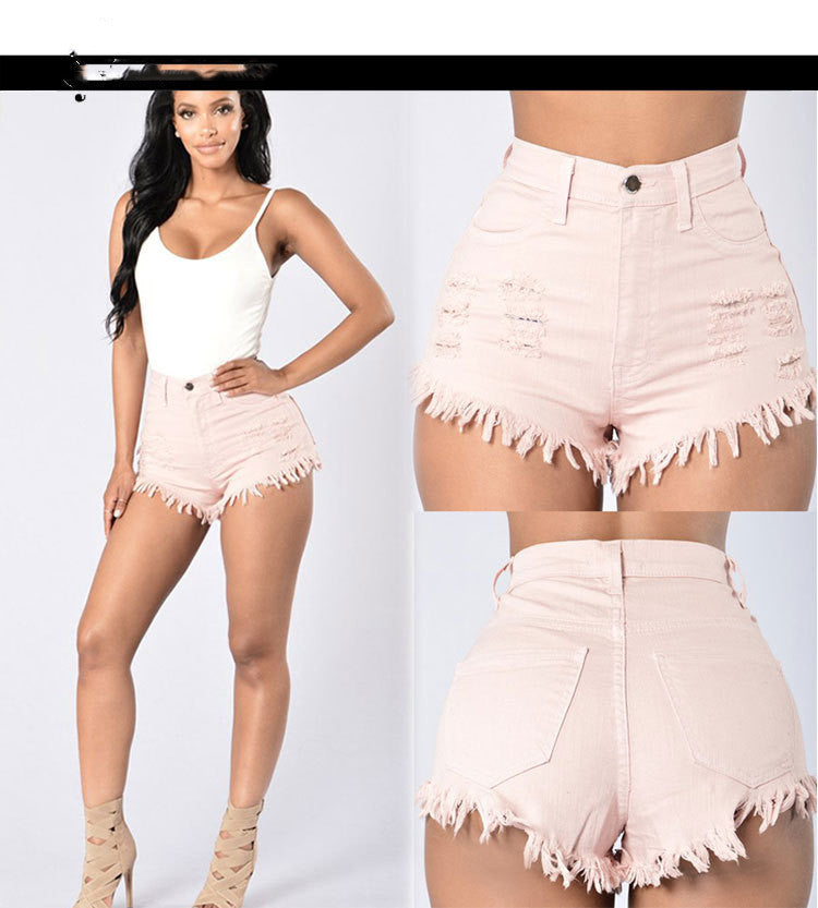 Stretch Frayed High-Waist Denim Shorts – Sexy Wide-Leg Hot Pants