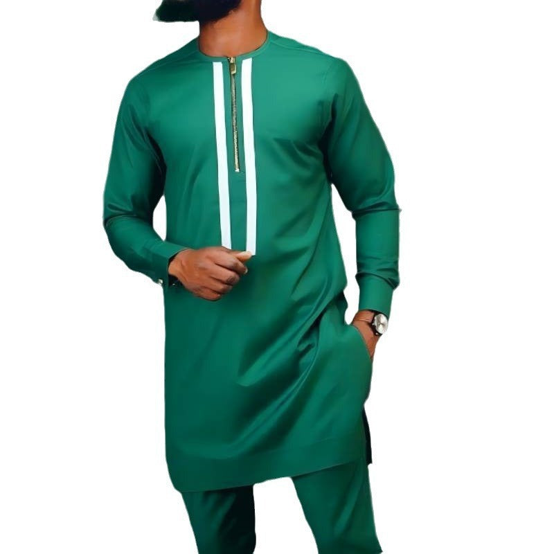 Men's African 2-Piece Cotton Suit – Digital Top & Matching Trousers