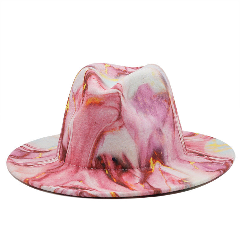 Unisex Digital Print Woolen Top Hat – Retro Conical Crown Fedora for Fashion & Travel (Multiple Colors)