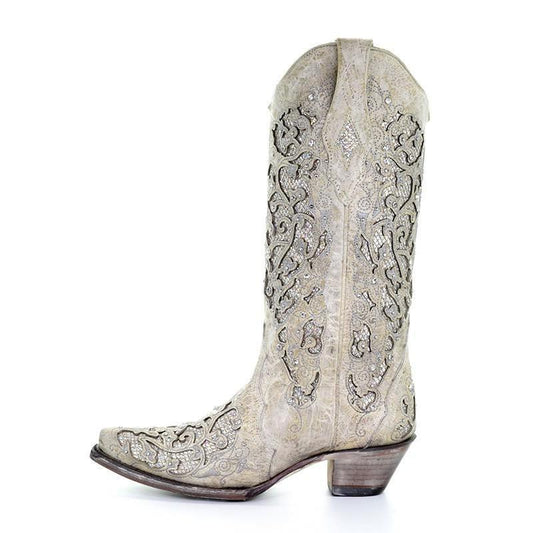 ✨ Women's Rhinestone Embellished Western Cowboy Boots – Glitter High-Leg Chunky Heel Boots for Fall & Winter