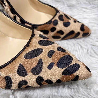 Wild Elegance Suede Leopard Print Stiletto Heels – Multiple Heel Heights