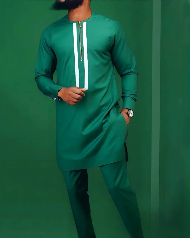 Men's African 2-Piece Cotton Suit – Digital Top & Matching Trousers