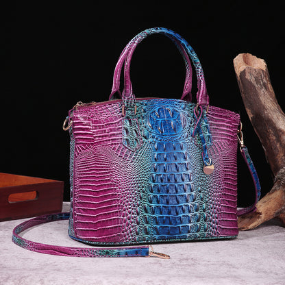 👜 Bold Luxe: Crocodile-Embossed Gradient Handbag with Convertible Strap