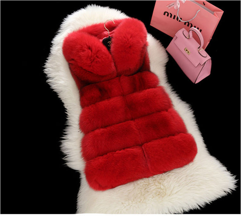 Hooded Faux Fox Fur Vest – Women’s Sleeveless Waistcoat Jacket