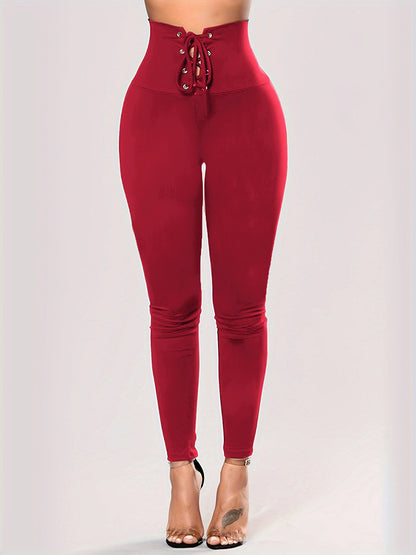 High Waist Lace-Up Sculpting Leggings – Slim Fit, Curve-Enhancing