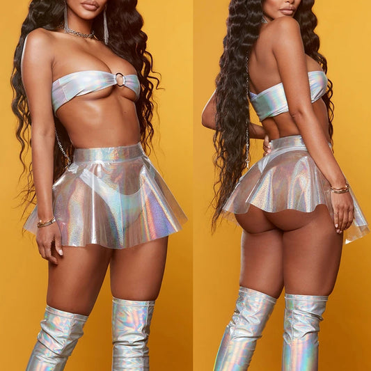 Hologlam Mesh Mini Skirt – Sheer Iridescent Showstopper Tutu