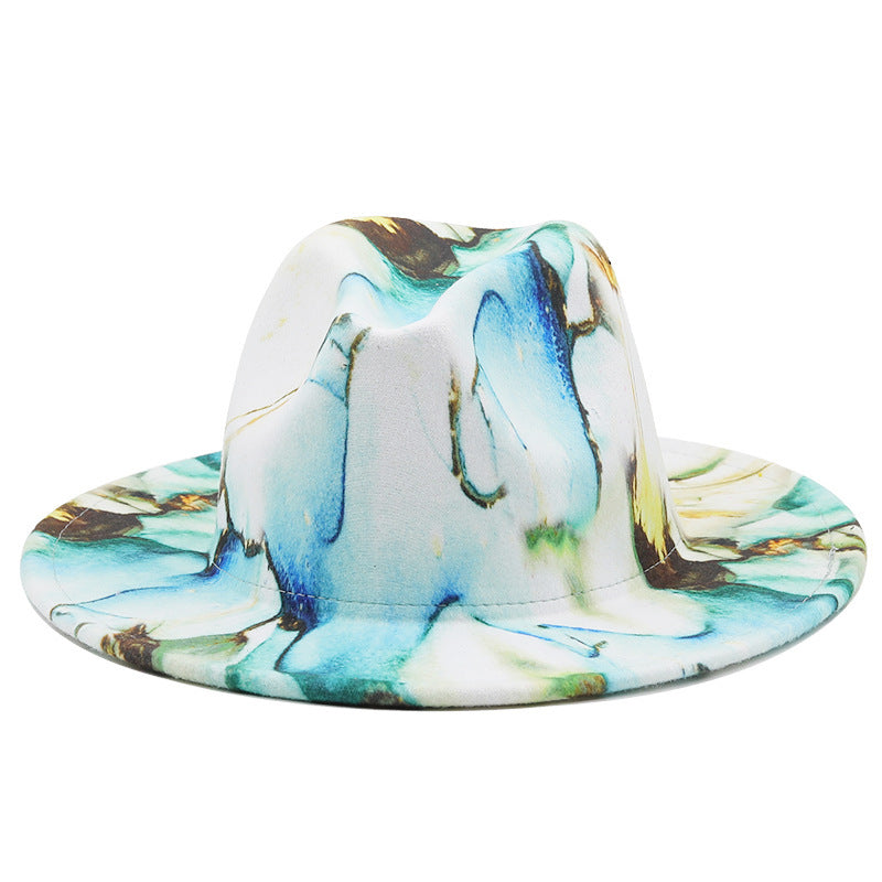 Unisex Digital Print Woolen Top Hat – Retro Conical Crown Fedora for Fashion & Travel (Multiple Colors)