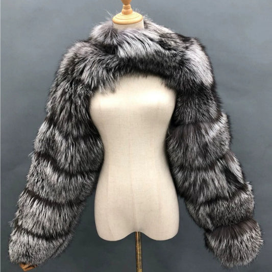 Luxury Faux Fox Fur Shrug – Women’s Winter Bolero Jacket
