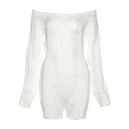 Off-Shoulder Knit Slim-Fit Jumpsuit – Flirty, Chic & Curve-Hugging