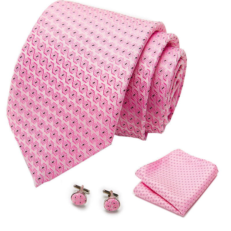 👔 Men’s Formal Business Tie Set – Tie, Pocket Square & Cufflinks