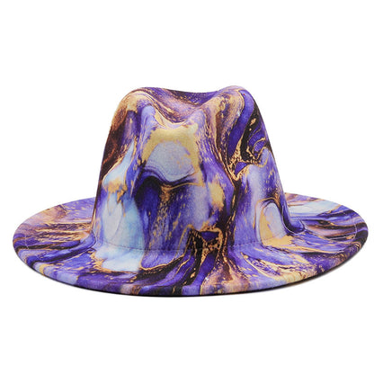 Unisex Digital Print Woolen Top Hat – Retro Conical Crown Fedora for Fashion & Travel (Multiple Colors)