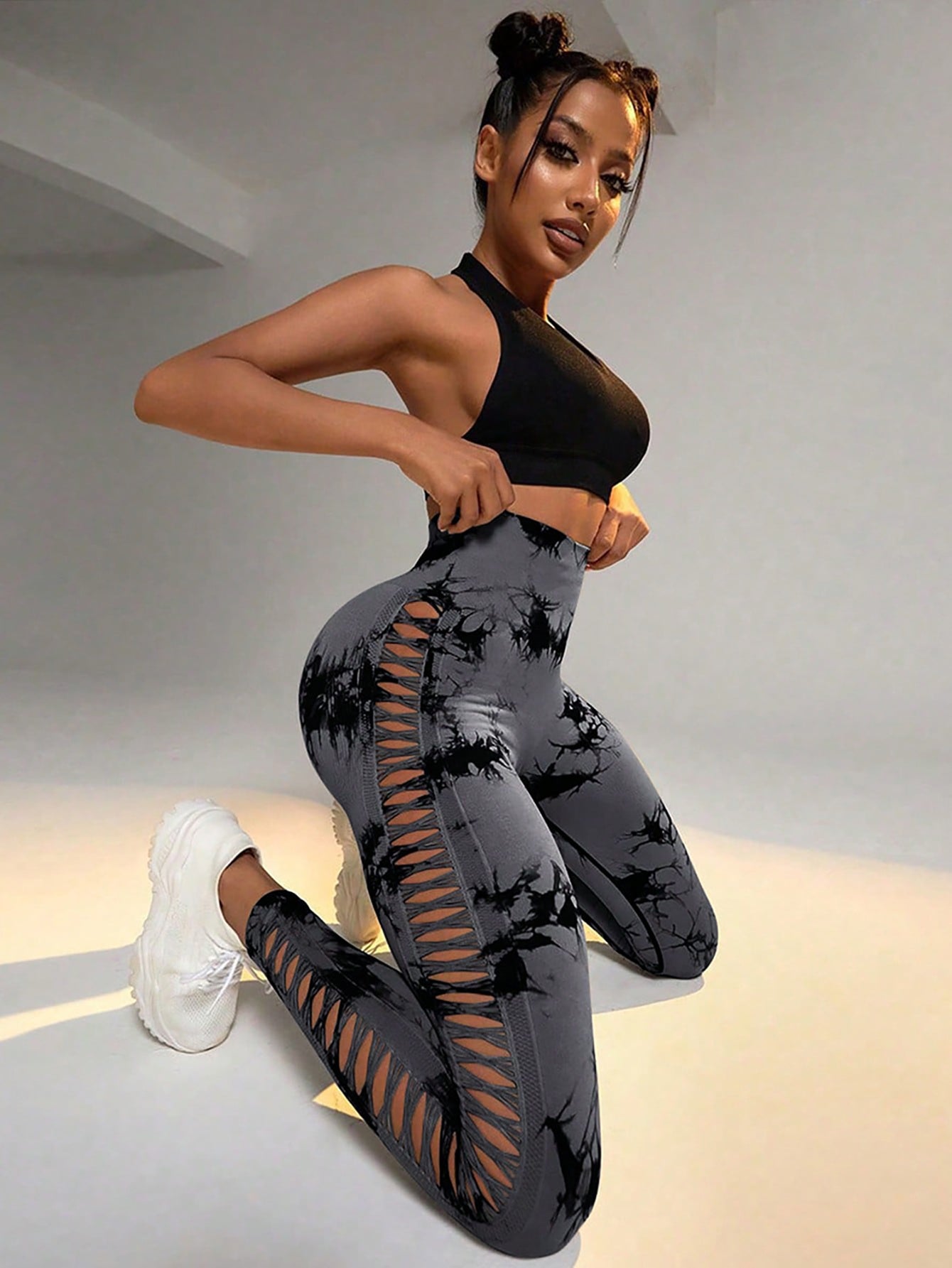 5 Pack Tie-Dye Cutout Booty-Lifting Yoga Leggings – High Waist Tummy Control