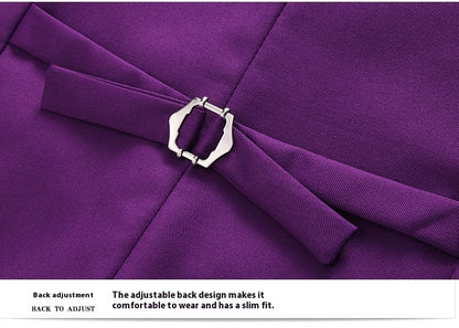 Men's Three-Piece Solid Color Slim Fit Suit – Wedding, Banquet & Evening Wear