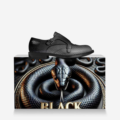 🐍 Black Mamba Royale Italian Monk Strap Shoes – Limited Edition Design