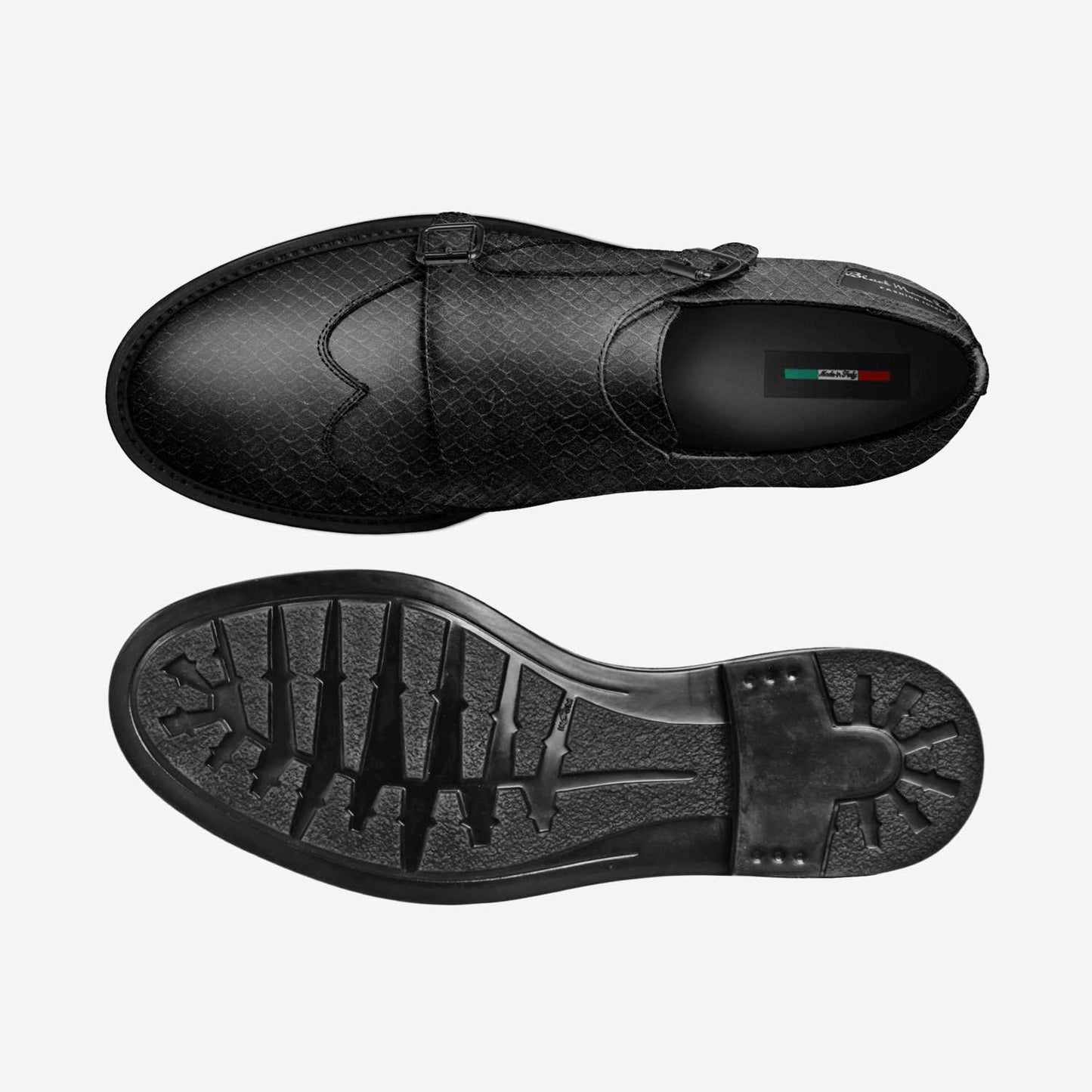 🐍 Black Mamba Royale Italian Monk Strap Shoes – Limited Edition Design