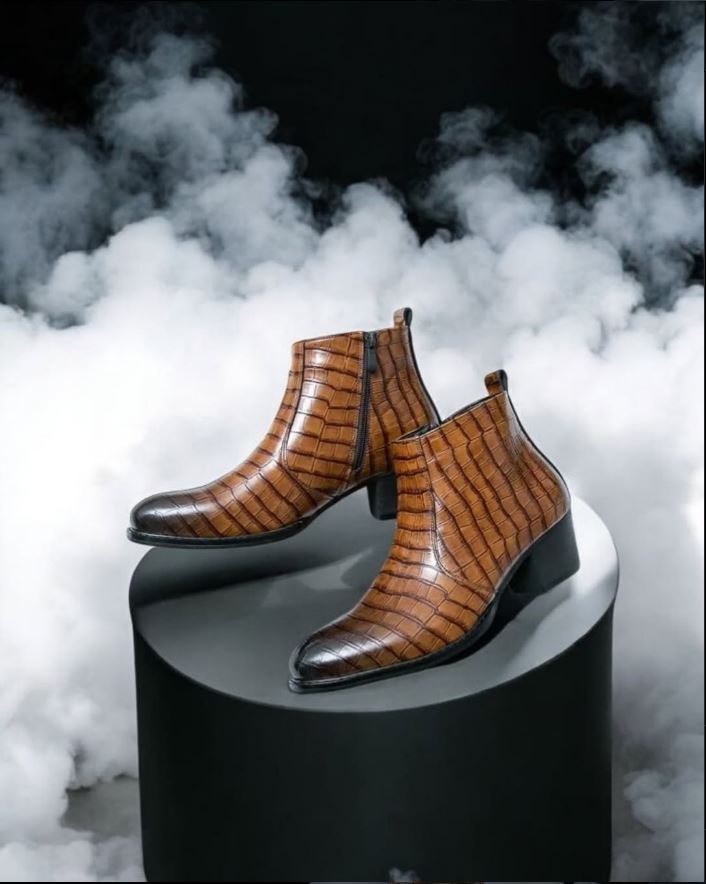 🥾 Trendy British Casual Leather Boots – Side Zip Microfiber Ankle Shoes