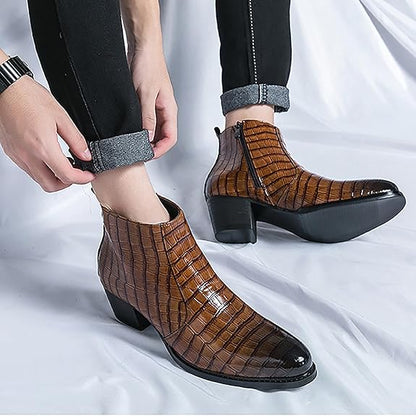 🥾 Trendy British Casual Leather Boots – Side Zip Microfiber Ankle Shoes