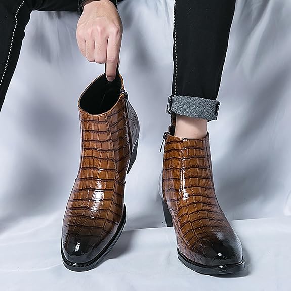 🥾 Trendy British Casual Leather Boots – Side Zip Microfiber Ankle Shoes