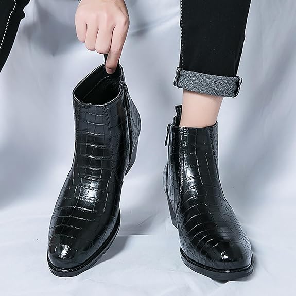 🥾 Trendy British Casual Leather Boots – Side Zip Microfiber Ankle Shoes