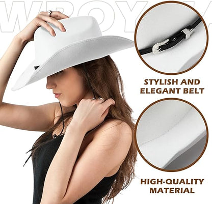 🤠 Unisex Punk Wide Brim Hat – Woolen Western Ethnic Flat Brim Fedora