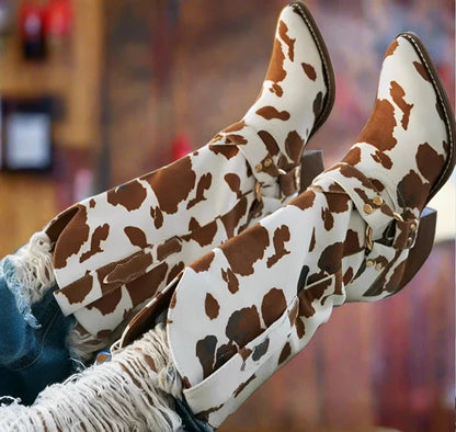 Unisex Faux Fur High Tube Boots – Round Toe Low Heel Winter Style