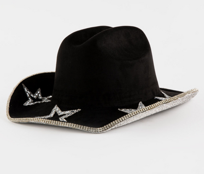 ✨ Starstruck Rhinestone Wide Brim Faux Suede Hat – Glam & Chic Statement ✨
