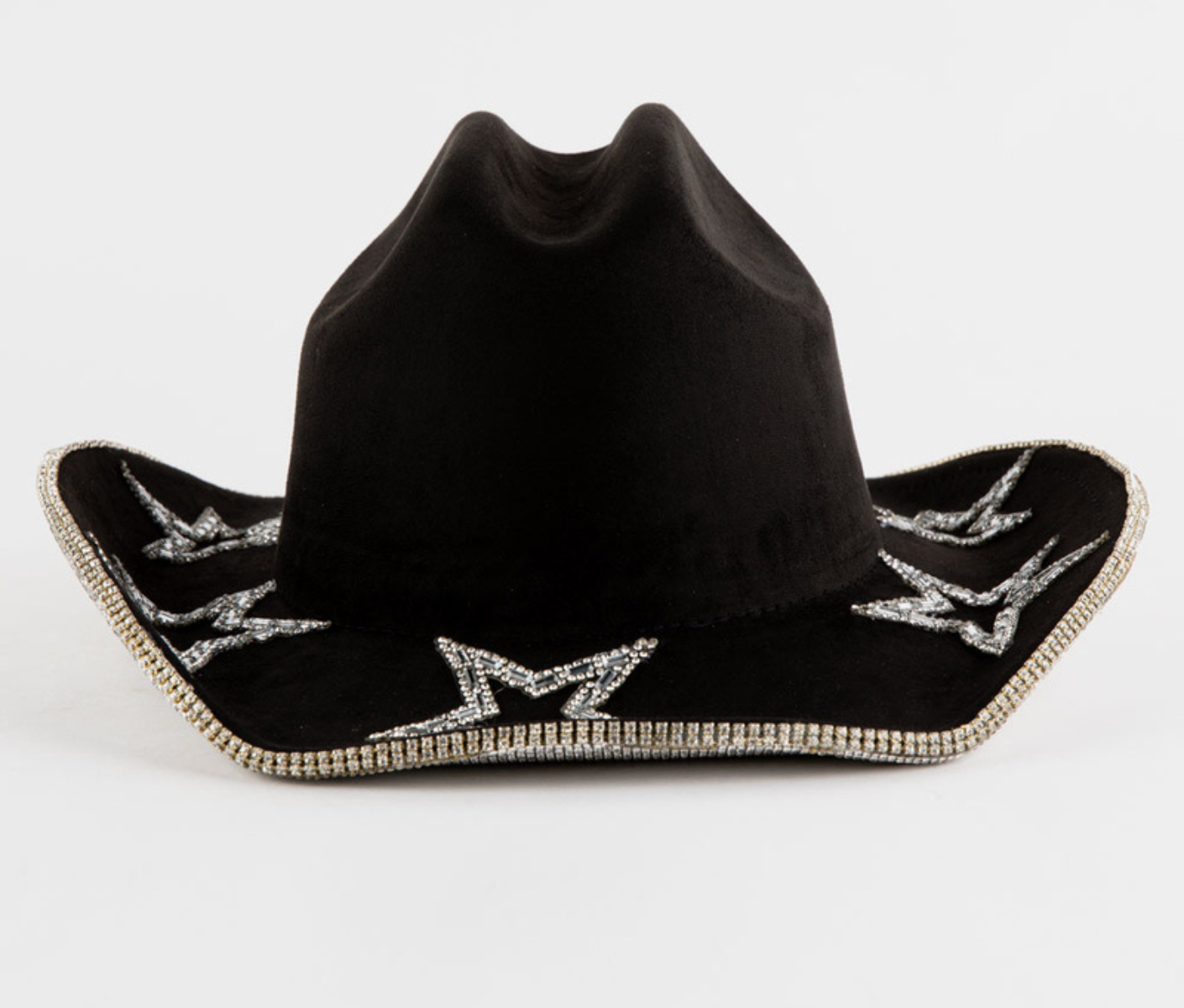 ✨ Starstruck Rhinestone Wide Brim Faux Suede Hat – Glam & Chic Statement ✨