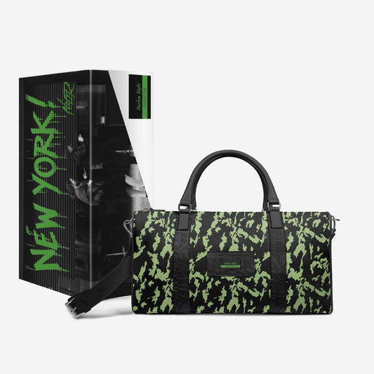Harlem Night Designer Luxe Travel Bag – Limited Edition Italian Leather Camo Weekender