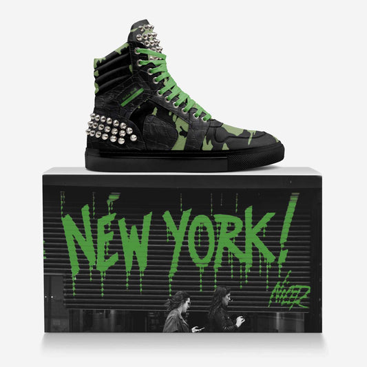 Harlem World™ Spike Fashion High-Top Sneakers – Limited Edition Italian-Made