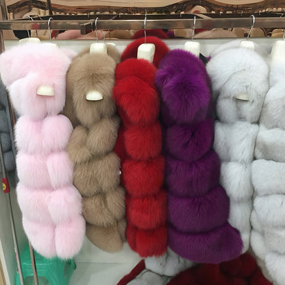 Hooded Faux Fox Fur Vest – Women’s Sleeveless Waistcoat Jacket