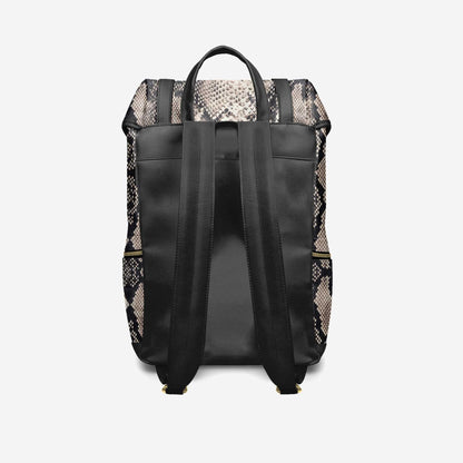 🎒 King Cobra Italian Leather Backpack – Luxe Python Print Travel Edition