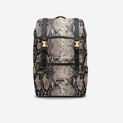 🎒 King Cobra Italian Leather Backpack – Luxe Python Print Travel Edition