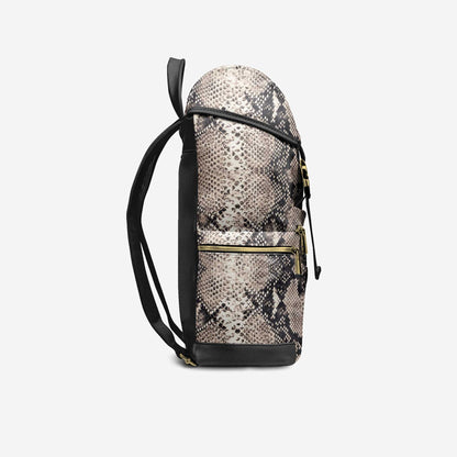 🎒 King Cobra Italian Leather Backpack – Luxe Python Print Travel Edition