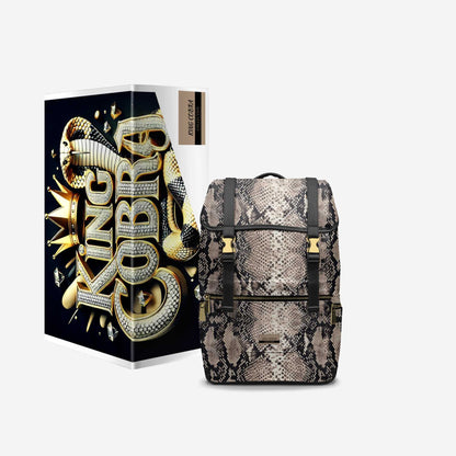 🎒 King Cobra Italian Leather Backpack – Luxe Python Print Travel Edition