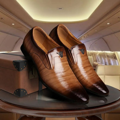 👞 Men’s Crocodile-Print Slip-On Shoes – Square Toe Retro Casual Loafers