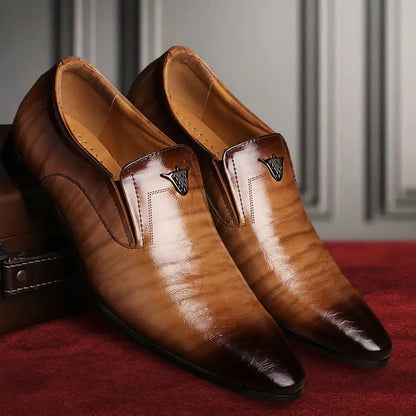 👞 Men’s Crocodile-Print Slip-On Shoes – Square Toe Retro Casual Loafers