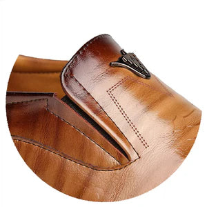 👞 Men’s Crocodile-Print Slip-On Shoes – Square Toe Retro Casual Loafers