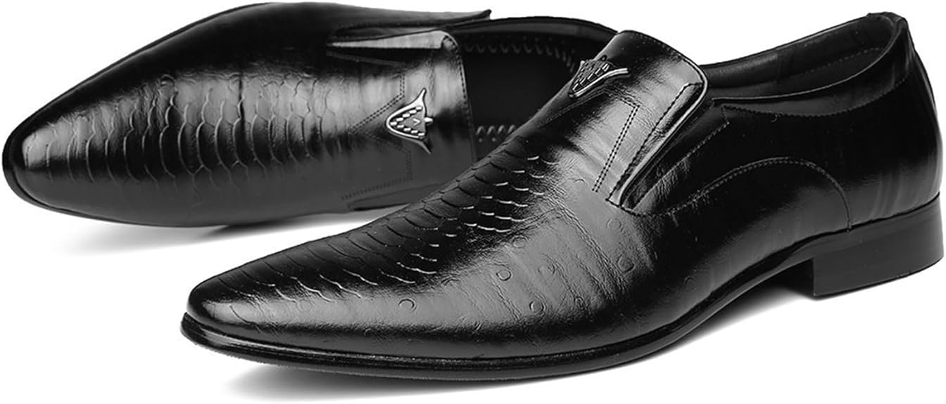 👞 Men’s Crocodile-Print Slip-On Shoes – Square Toe Retro Casual Loafers