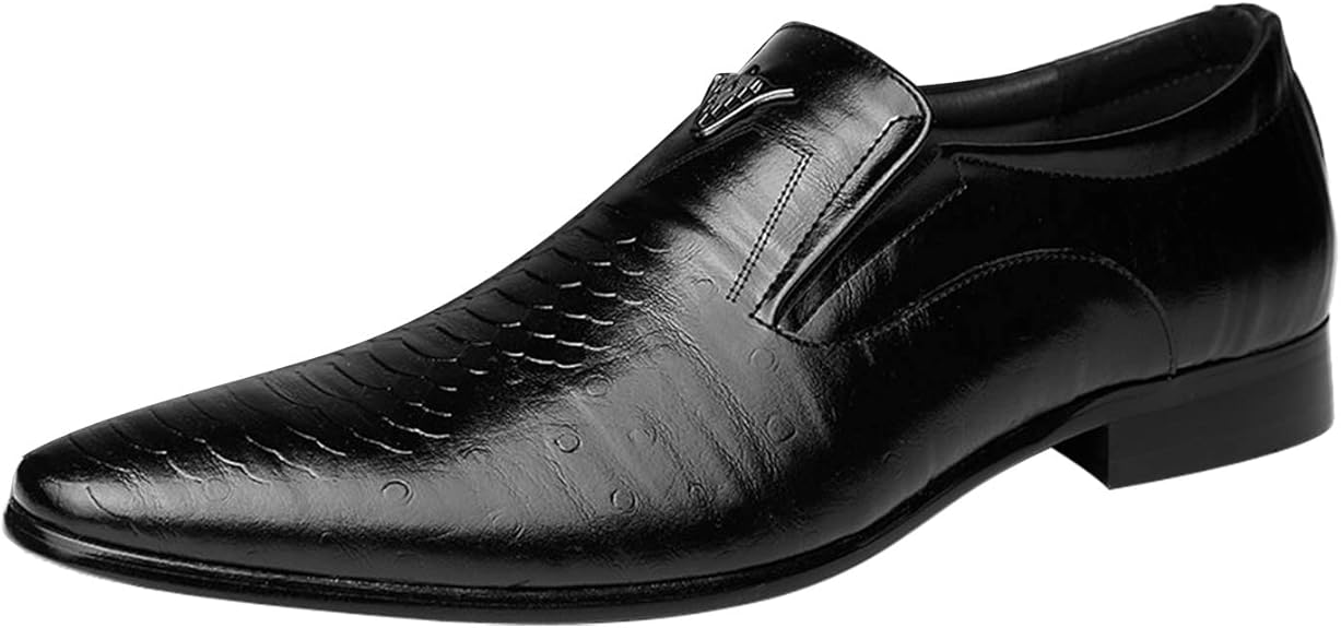 👞 Men’s Crocodile-Print Slip-On Shoes – Square Toe Retro Casual Loafers