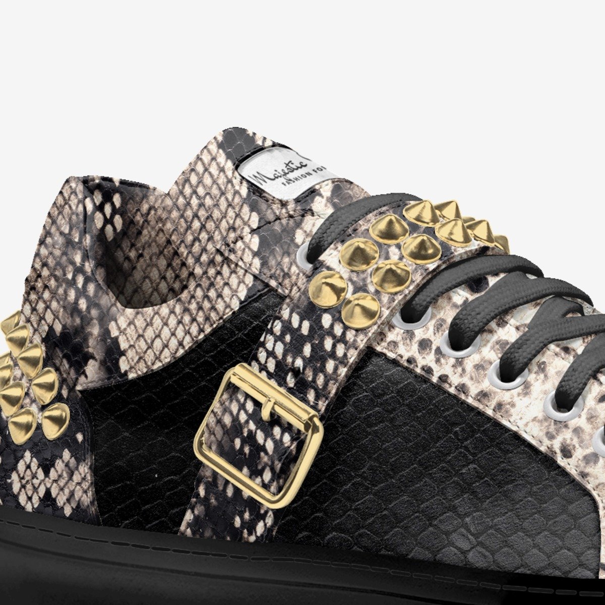 👑 Majestic Royale Spike Sneakers – Italian Low Tops with Gold Stud Detail