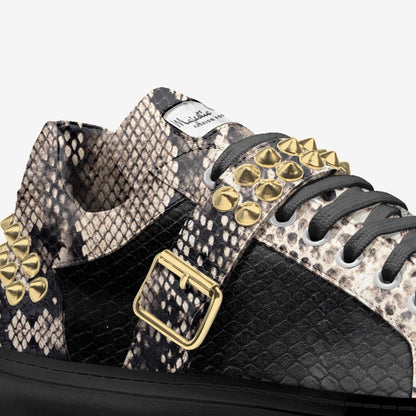 👑 Majestic Royale Spike Sneakers – Italian Low Tops with Gold Stud Detail