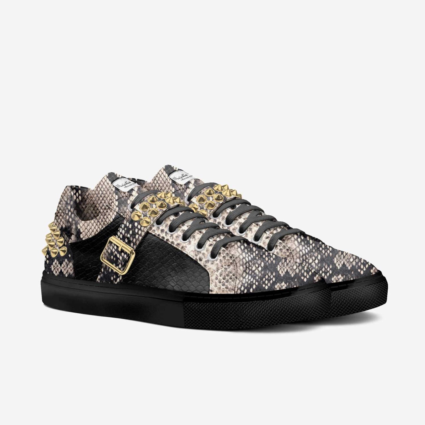 👑 Majestic Royale Spike Sneakers – Italian Low Tops with Gold Stud Detail