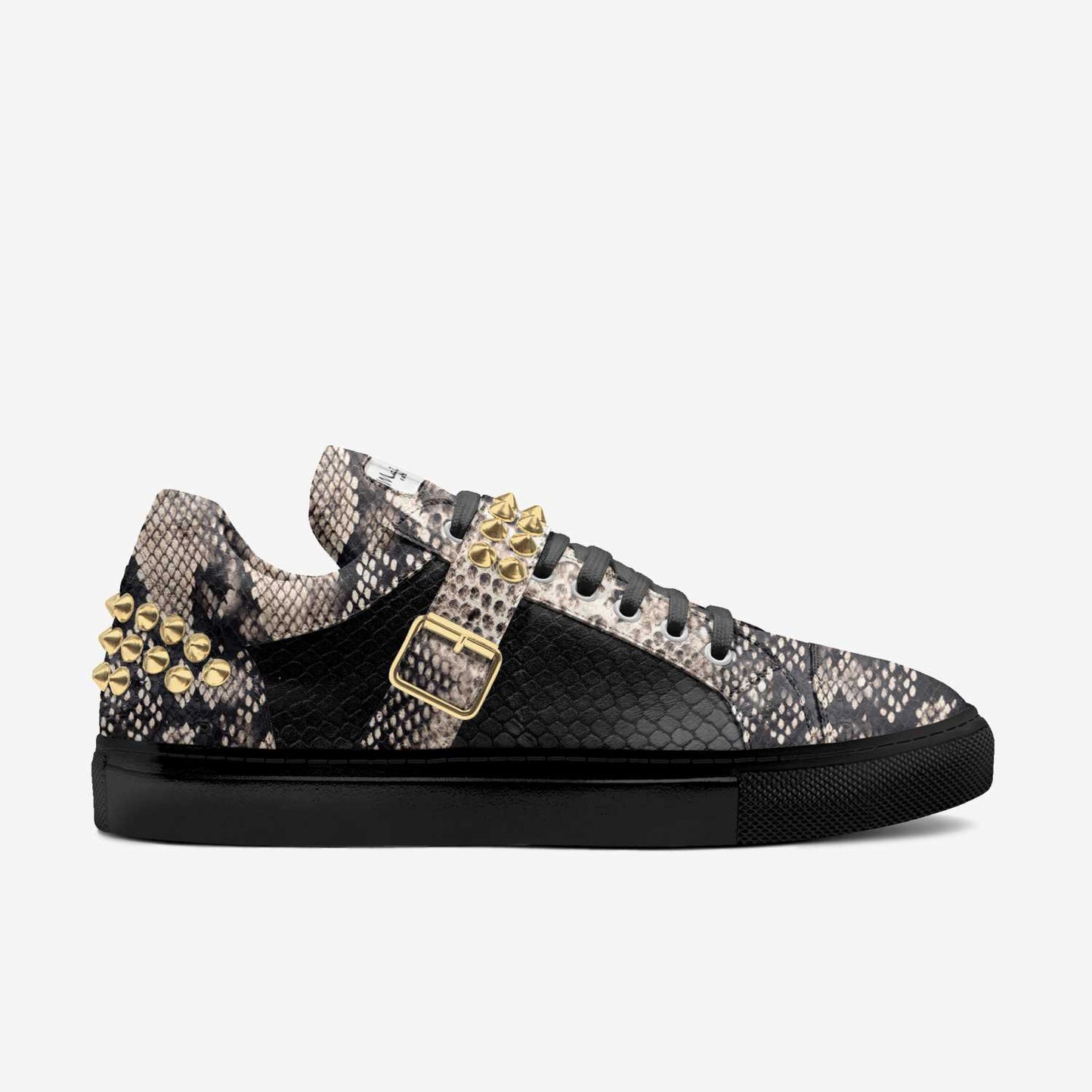 👑 Majestic Royale Spike Sneakers – Italian Low Tops with Gold Stud Detail