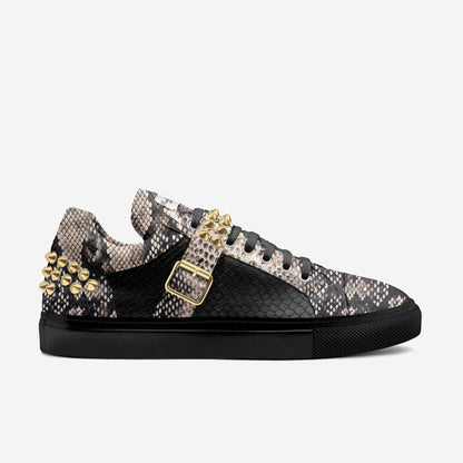 👑 Majestic Royale Spike Sneakers – Italian Low Tops with Gold Stud Detail